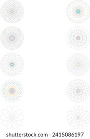 An abstract cut out transparent iridescent oval gradient star shape futuristic pattern design element bundle.