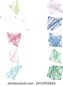 An abstract cut out transparent node network futuristic design element bundle.