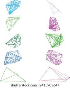 An abstract cut out transparent node network futuristic design element bundle.