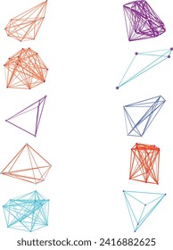 An abstract cut out transparent node network futuristic design element bundle.