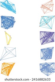 An abstract cut out transparent node network futuristic design element bundle.