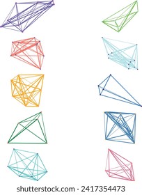 An abstract cut out transparent node network futuristic design element bundle.