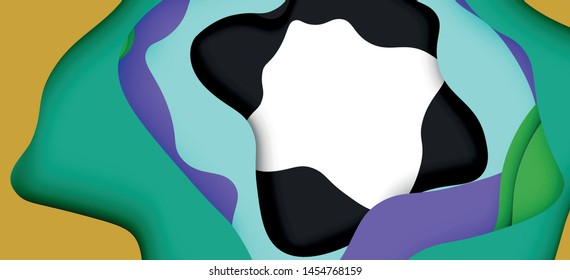 Abstract cut out abstract waves for web design. Color geometric pattern. Vector abstract geometric dynamic pattern frame. Vector line pattern, abstract texture. 3d paper layers