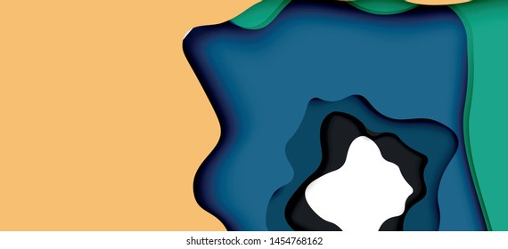 Resumen recortar ondas abstractas para el diseño web. Patrón geométrico de color. Marco de patrón dinámico geométrico abstracto vectorial. Patrón de línea del vector, textura abstracta. 3.ª capa de papel