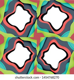 Resumen recortar ondas abstractas para el diseño web. Patrón geométrico de color. Marco de patrón dinámico geométrico abstracto vectorial. Patrón de línea del vector, textura abstracta. 3.ª capa de papel