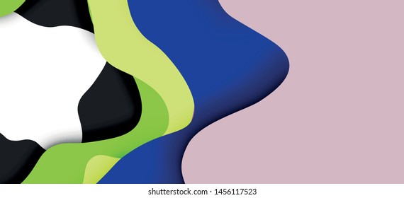 Resumen recortar ondas abstractas para el diseño web. Patrón geométrico de color. Marco de patrón dinámico geométrico abstracto vectorial. Patrón de línea del vector, textura abstracta. 3.ª capa de papel