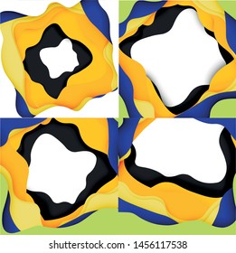 Abstract cut out abstract waves for web design. Color geometric pattern. Vector abstract geometric dynamic pattern frame. Vector line pattern, abstract texture. 3d paper layers