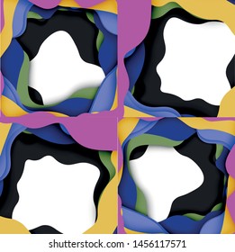 Resumen recortar ondas abstractas para el diseño web. Patrón geométrico de color. Marco de patrón dinámico geométrico abstracto vectorial. Patrón de línea del vector, textura abstracta. 3.ª capa de papel