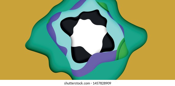 Abstract cut out abstract waves for web design. Color geometric pattern. Vector abstract geometric dynamic pattern frame. Vector line pattern, abstract texture. 3d paper layers