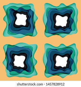 Abstract cut out abstract waves for web design. Color geometric pattern. Vector abstract geometric dynamic pattern frame. Vector line pattern, abstract texture. 3d paper layers