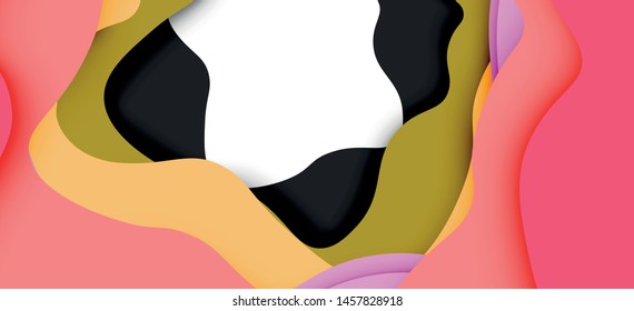 Abstract cut out abstract waves for web design. Color geometric pattern. Vector abstract geometric dynamic pattern frame. Vector line pattern, abstract texture. 3d paper layers