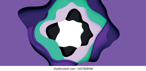 Resumen recortar ondas abstractas para el diseño web. Patrón geométrico de color. Marco de patrón dinámico geométrico abstracto vectorial. Patrón de línea del vector, textura abstracta. 3.ª capa de papel