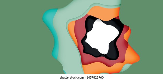 Abstract cut out abstract waves for web design. Color geometric pattern. Vector abstract geometric dynamic pattern frame. Vector line pattern, abstract texture. 3d paper layers