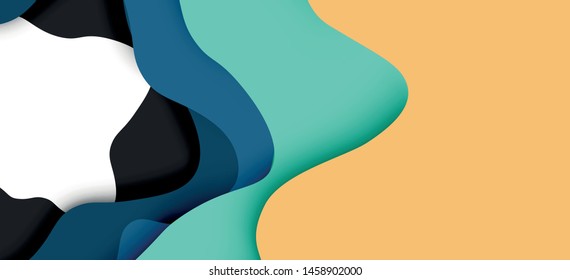 Resumen recortar ondas abstractas para el diseño web. Patrón geométrico de color. Marco de patrón dinámico geométrico abstracto vectorial. Patrón de línea del vector, textura abstracta. 3.ª capa de papel