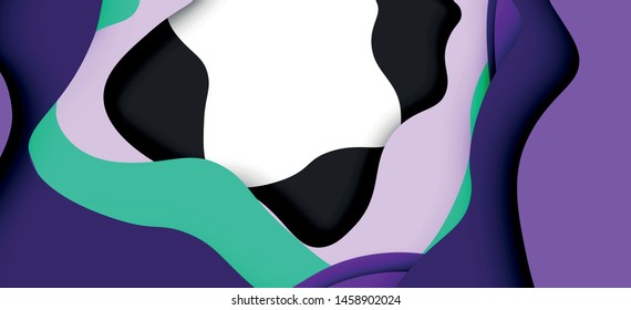 Abstract cut out abstract waves for web design. Color geometric pattern. Vector abstract geometric dynamic pattern frame. Vector line pattern, abstract texture. 3d paper layers