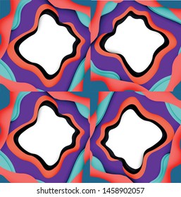 Abstract cut out abstract waves for web design. Color geometric pattern. Vector abstract geometric dynamic pattern frame. Vector line pattern, abstract texture. 3d paper layers