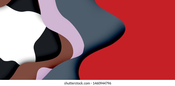 Abstract cut out abstract waves for web design. Color geometric pattern. Vector abstract geometric dynamic pattern frame. Vector line pattern, abstract texture. 3d paper layers