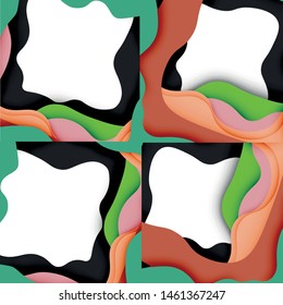 Abstract cut out abstract waves for web design. Color geometric pattern. Vector abstract geometric dynamic pattern frame. Vector line pattern, abstract texture. 3d paper layers