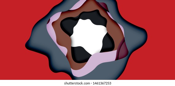 Abstract cut out abstract waves for web design. Color geometric pattern. Vector abstract geometric dynamic pattern frame. Vector line pattern, abstract texture. 3d paper layers