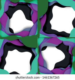 Resumen recortar ondas abstractas para el diseño web. Patrón geométrico de color. Marco de patrón dinámico geométrico abstracto vectorial. Patrón de línea del vector, textura abstracta. 3.ª capa de papel