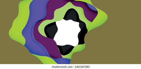 Resumen recortar ondas abstractas para el diseño web. Patrón geométrico de color. Marco de patrón dinámico geométrico abstracto vectorial. Patrón de línea del vector, textura abstracta. 3.ª capa de papel