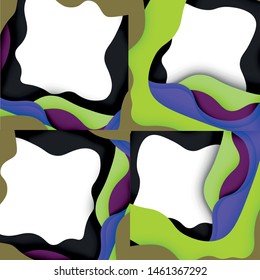 Abstract cut out abstract waves for web design. Color geometric pattern. Vector abstract geometric dynamic pattern frame. Vector line pattern, abstract texture. 3d paper layers