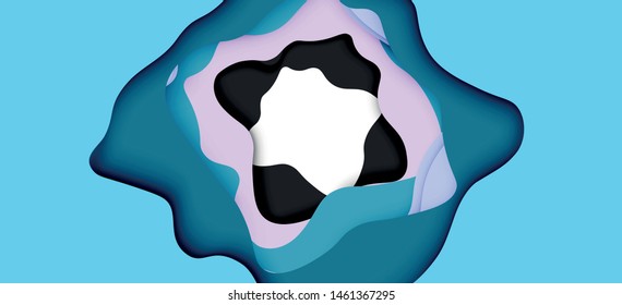 Abstract cut out abstract waves for web design. Color geometric pattern. Vector abstract geometric dynamic pattern frame. Vector line pattern, abstract texture. 3d paper layers