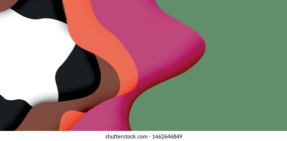 Abstract cut out abstract waves for web design. Color geometric pattern. Vector abstract geometric dynamic pattern frame. Vector line pattern, abstract texture. 3d paper layers