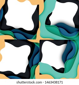 Abstract cut out abstract waves for web design. Color geometric pattern. Vector abstract geometric dynamic pattern frame. Vector line pattern, abstract texture. 3d paper layers