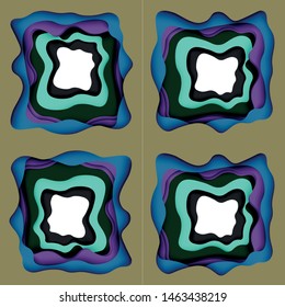 Abstract cut out abstract waves for web design. Color geometric pattern. Vector abstract geometric dynamic pattern frame. Vector line pattern, abstract texture. 3d paper layers