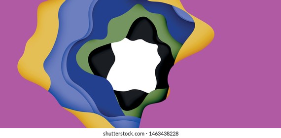 Resumen recortar ondas abstractas para el diseño web. Patrón geométrico de color. Marco de patrón dinámico geométrico abstracto vectorial. Patrón de línea del vector, textura abstracta. 3.ª capa de papel