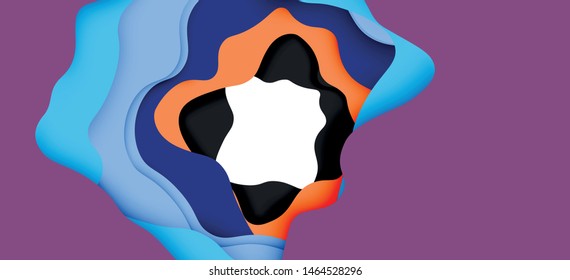 Abstract cut out abstract waves for web design. Color geometric pattern. Vector abstract geometric dynamic pattern frame. Vector line pattern, abstract texture. 3d paper layers