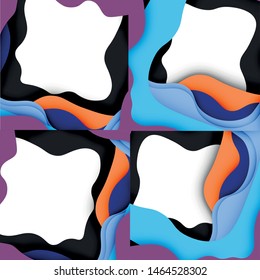 Abstract cut out abstract waves for web design. Color geometric pattern. Vector abstract geometric dynamic pattern frame. Vector line pattern, abstract texture. 3d paper layers