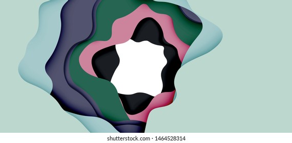 Abstract cut out abstract waves for web design. Color geometric pattern. Vector abstract geometric dynamic pattern frame. Vector line pattern, abstract texture. 3d paper layers