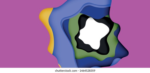 Abstract cut out abstract waves for web design. Color geometric pattern. Vector abstract geometric dynamic pattern frame. Vector line pattern, abstract texture. 3d paper layers
