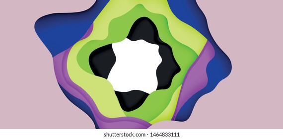 Resumen recortar ondas abstractas para el diseño web. Patrón geométrico de color. Marco de patrón dinámico geométrico abstracto vectorial. Patrón de línea del vector, textura abstracta. 3.ª capa de papel