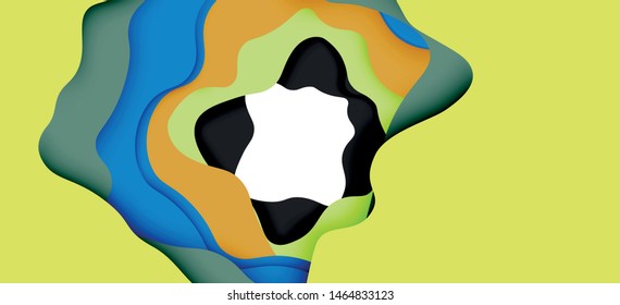 Abstract cut out abstract waves for web design. Color geometric pattern. Vector abstract geometric dynamic pattern frame. Vector line pattern, abstract texture. 3d paper layers