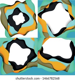 Abstract cut out abstract waves for web design. Color geometric pattern. Vector abstract geometric dynamic pattern frame. Vector line pattern, abstract texture. 3d paper layers