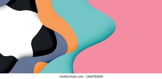 Abstract cut out abstract waves for web design. Color geometric pattern. Vector abstract geometric dynamic pattern frame. Vector line pattern, abstract texture. 3d paper layers