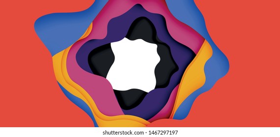Abstract cut out abstract waves for web design. Color geometric pattern. Vector abstract geometric dynamic pattern frame. Vector line pattern, abstract texture. 3d paper layers