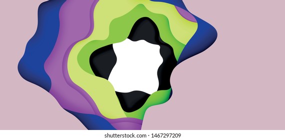 Abstract cut out abstract waves for web design. Color geometric pattern. Vector abstract geometric dynamic pattern frame. Vector line pattern, abstract texture. 3d paper layers