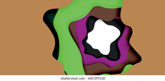 Abstract cut out abstract waves for web design. Color geometric pattern. Vector abstract geometric dynamic pattern frame. Vector line pattern, abstract texture. 3d paper layers