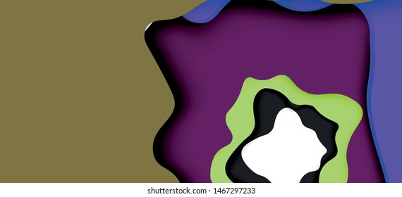Resumen recortar ondas abstractas para el diseño web. Patrón geométrico de color. Marco de patrón dinámico geométrico abstracto vectorial. Patrón de línea del vector, textura abstracta. 3.ª capa de papel