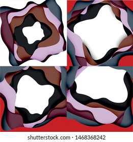 Abstract cut out abstract waves for web design. Color geometric pattern. Vector abstract geometric dynamic pattern frame. Vector line pattern, abstract texture. 3d paper layers
