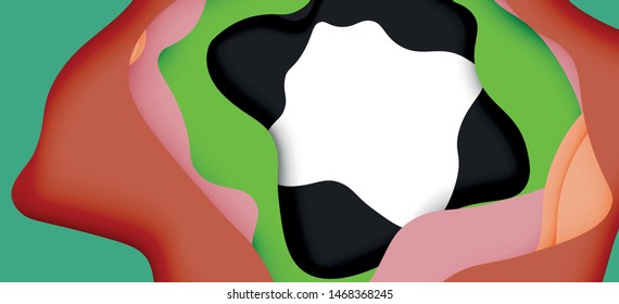 Resumen recortar ondas abstractas para el diseño web. Patrón geométrico de color. Marco de patrón dinámico geométrico abstracto vectorial. Patrón de línea del vector, textura abstracta. 3.ª capa de papel
