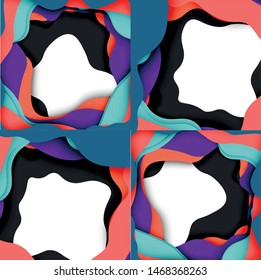 Resumen recortar ondas abstractas para el diseño web. Patrón geométrico de color. Marco de patrón dinámico geométrico abstracto vectorial. Patrón de línea del vector, textura abstracta. 3.ª capa de papel