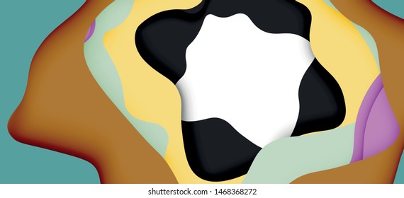 Abstract cut out abstract waves for web design. Color geometric pattern. Vector abstract geometric dynamic pattern frame. Vector line pattern, abstract texture. 3d paper layers
