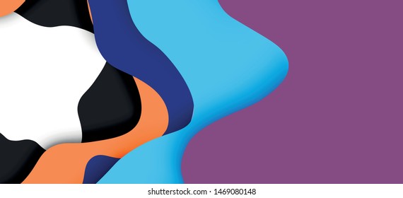 Abstract cut out abstract waves for web design. Color geometric pattern. Vector abstract geometric dynamic pattern frame. Vector line pattern, abstract texture. 3d paper layers