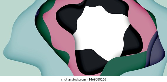 Abstract cut out abstract waves for web design. Color geometric pattern. Vector abstract geometric dynamic pattern frame. Vector line pattern, abstract texture. 3d paper layers