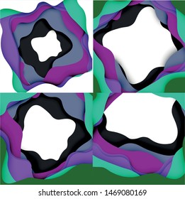 Resumen recortar ondas abstractas para el diseño web. Patrón geométrico de color. Marco de patrón dinámico geométrico abstracto vectorial. Patrón de línea del vector, textura abstracta. 3.ª capa de papel